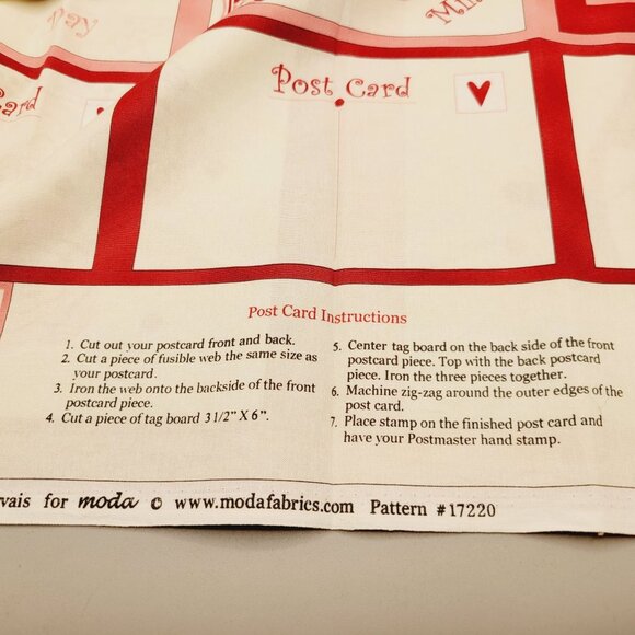 Hearts Aflutter Love Postcard Fabric Panel 24 X 44 Valentines Day Sandy Gervais - Picture 5 of 5